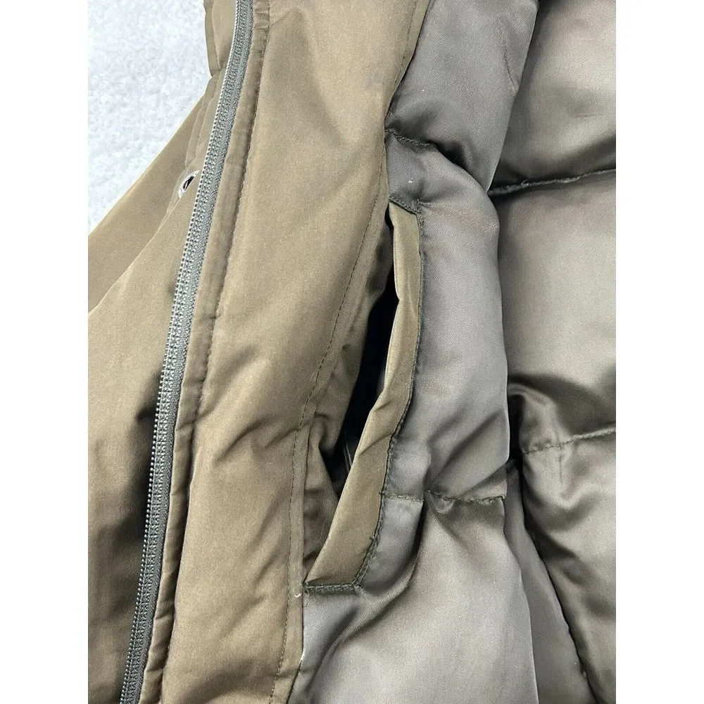 Banana Republic Women‎ M Army Green Puffer Jacket Water Resistant Hood Shearling